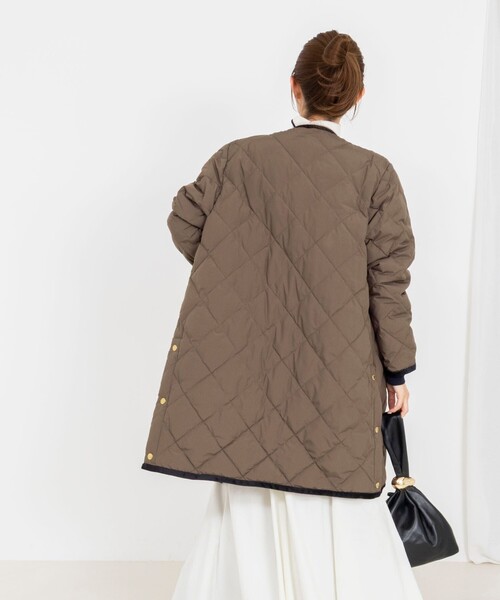 NOLLEY’S（ノーリーズ）の「【TAION×LIMONTA】別注ベロアパイピングロングダウン（ダウンジャケット/コート・レディース・ネイビー/カーキ/ブラック・FREE）」の20枚目の写真