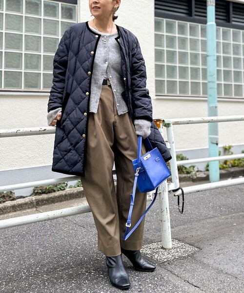 NOLLEY’S（ノーリーズ）の「【TAION×LIMONTA】別注ベロアパイピングロングダウン（ダウンジャケット/コート・レディース・ネイビー/カーキ/ブラック・FREE）」の22枚目の写真