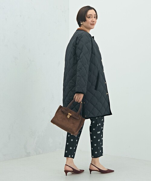 NOLLEY’S（ノーリーズ）の「【TAION×LIMONTA】別注ベロアパイピングロングダウン（ダウンジャケット/コート・レディース・ネイビー/カーキ/ブラック・FREE）」の7枚目の写真