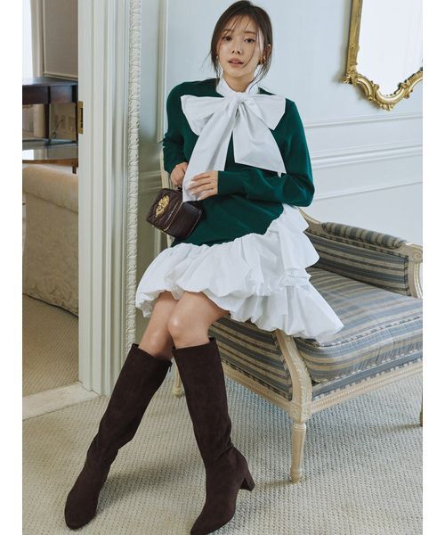 SNIDEL(スナイデル)の「リボンタイペプラムチュニックワンピース(ワンピース・レディース・グリーン/ネイビー/ブラック・F)」の8枚目の写真