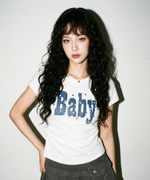BABY スタッズグラフィックシャーリング半袖Tシャツ [デニムブルー]