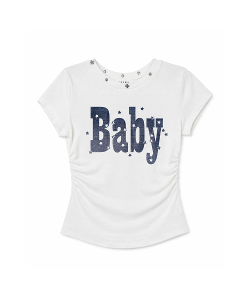 THE GREEN LAB（ザグリーンラボ）の「BABY スタッズグラフィックシャーリング半袖Tシャツ [デニムブルー]（Tシャツ/カットソー・レディース・その他・FREE）」の10枚目の写真