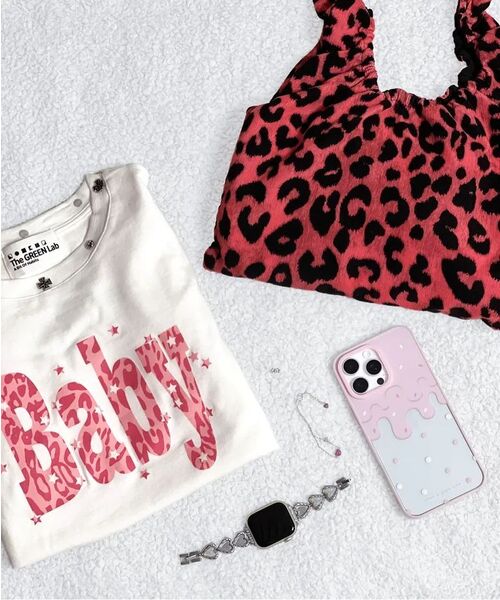 THE GREEN LAB（ザグリーンラボ）の「BABY スタッズグラフィックシャーリング半袖Tシャツ [デニムブルー]（Tシャツ/カットソー・レディース・その他・FREE）」の11枚目の写真