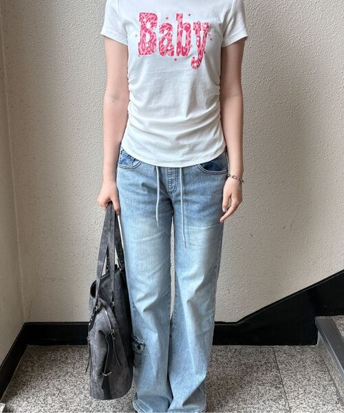 THE GREEN LAB（ザグリーンラボ）の「BABY スタッズグラフィックシャーリング半袖Tシャツ [デニムブルー]（Tシャツ/カットソー・レディース・その他・FREE）」の19枚目の写真
