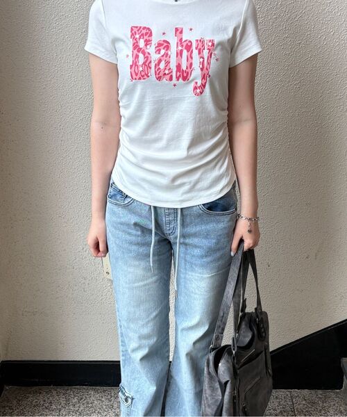 THE GREEN LAB（ザグリーンラボ）の「BABY スタッズグラフィックシャーリング半袖Tシャツ [デニムブルー]（Tシャツ/カットソー・レディース・その他・FREE）」の20枚目の写真