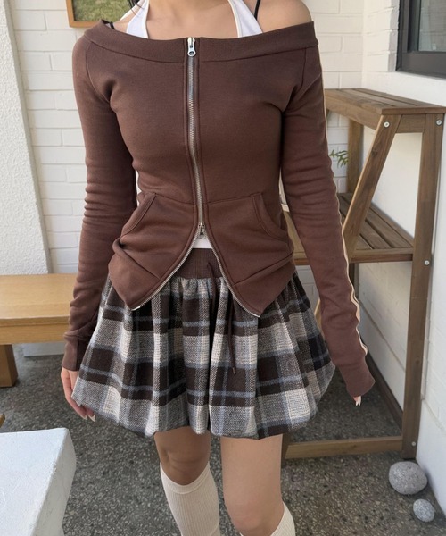 meJane（ミージェーン）の「起毛マドラスチェック バルーンミニスカート（スカート・レディース・ブラック系/ブラウン系・FREE）」の15枚目の写真
