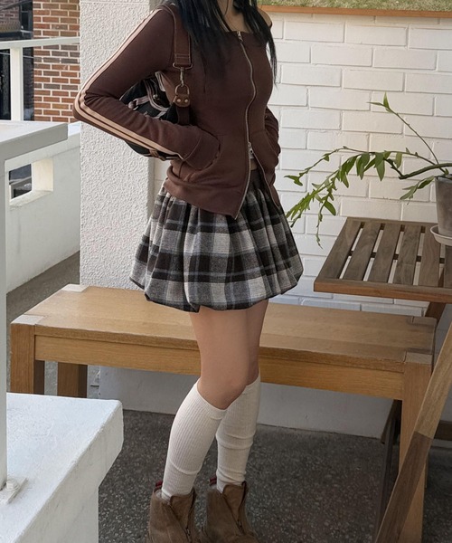 meJane（ミージェーン）の「起毛マドラスチェック バルーンミニスカート（スカート・レディース・ブラック系/ブラウン系・FREE）」の16枚目の写真