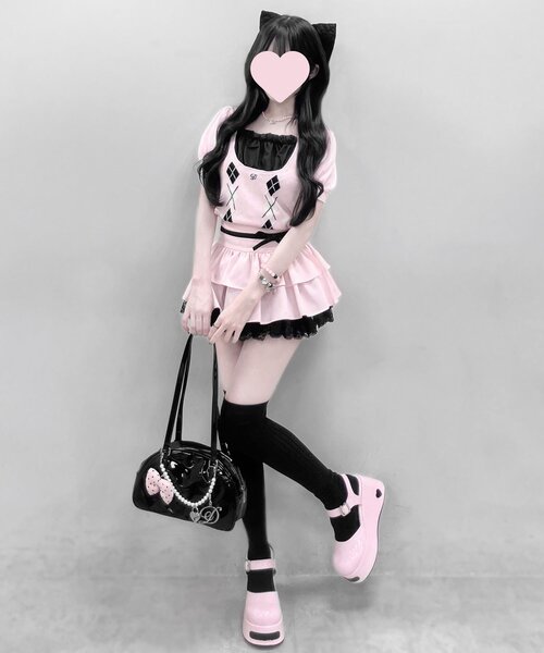 OLIVE des OLIVE(オリーブデオリーブ)の「【インフルエンサー企画】miko race layered skirt(スカート・レディース・ピンク/ブラック・FREE)」の17枚目の写真