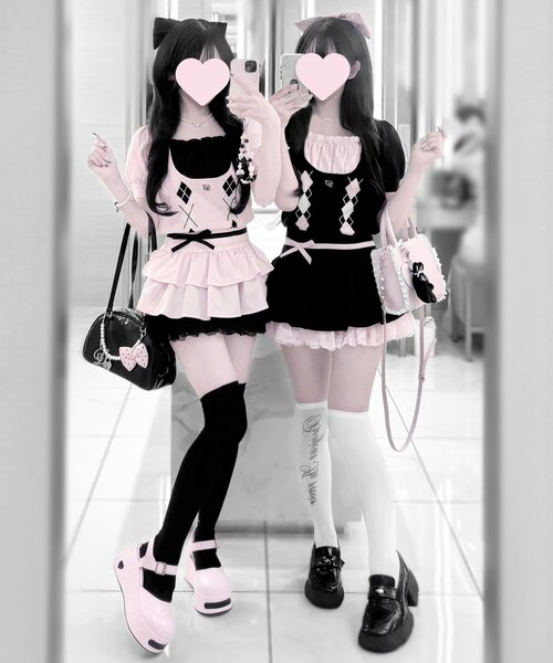 OLIVE des OLIVE(オリーブデオリーブ)の「【インフルエンサー企画】miko race layered skirt(スカート・レディース・ピンク/ブラック・FREE)」の9枚目の写真