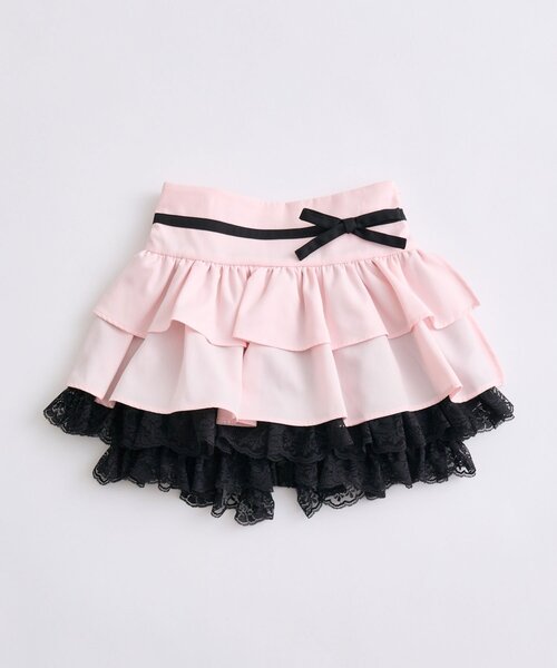 OLIVE des OLIVE(オリーブデオリーブ)の「【インフルエンサー企画】miko race layered skirt(スカート・レディース・ピンク/ブラック・FREE)」の10枚目の写真