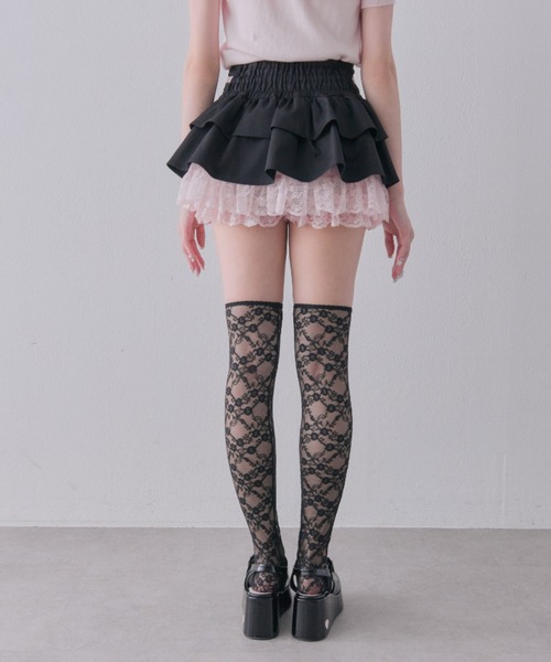 OLIVE des OLIVE(オリーブデオリーブ)の「【インフルエンサー企画】miko race layered skirt(スカート・レディース・ピンク/ブラック・FREE)」の7枚目の写真