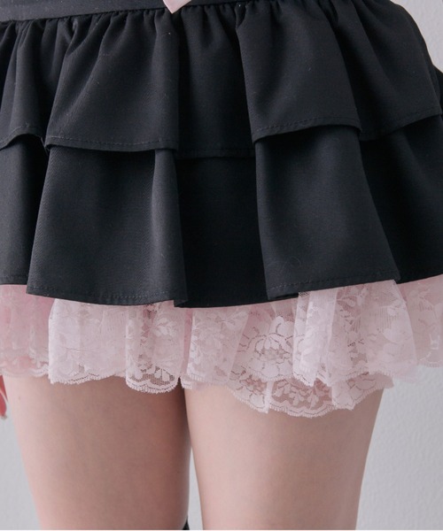 OLIVE des OLIVE(オリーブデオリーブ)の「【インフルエンサー企画】miko race layered skirt(スカート・レディース・ピンク/ブラック・FREE)」の4枚目の写真
