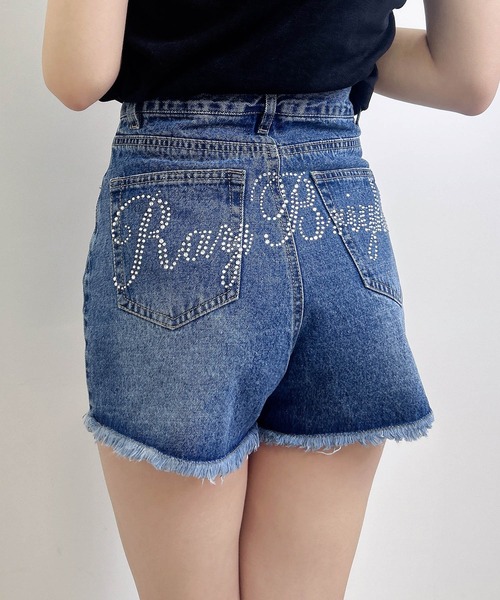 INGNI(イング)の「バックビジューロゴ/デニムショートパンツ(デニムパンツ・レディース・ブルー系その他3/ブルー系その他・M/S)」の4枚目の写真