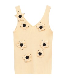 【CLANE/クラネ】FLOWER MOTIF CAMI KNIT TOPS/フラワーモチーフキャミトップス