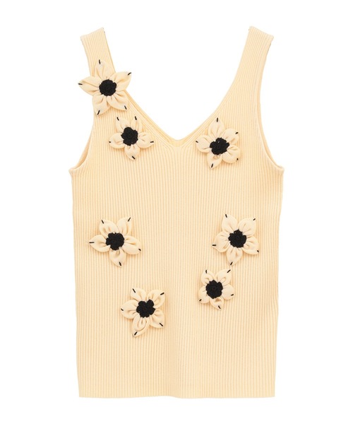 CLANE/クラネ】FLOWER MOTIF CAMI KNIT TOPS/フラワーモチーフキャミ