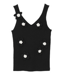 【CLANE/クラネ】FLOWER MOTIF CAMI KNIT TOPS/フラワーモチーフキャミトップス