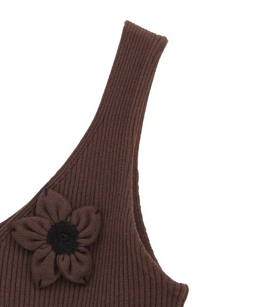 CLANE(クラネ)の「【CLANE/クラネ】FLOWER MOTIF CAMI KNIT TOPS/フラワーモチーフキャミトップス(ニット/セーター・レディース・ブラウン/ブラック/イエロー・1)」の6枚目の写真