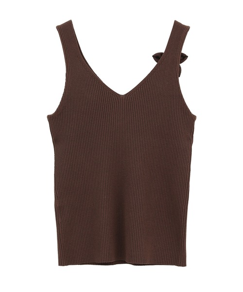 CLANE(クラネ)の「【CLANE/クラネ】FLOWER MOTIF CAMI KNIT TOPS/フラワーモチーフキャミトップス(ニット/セーター・レディース・ブラウン/ブラック/イエロー・1)」の4枚目の写真