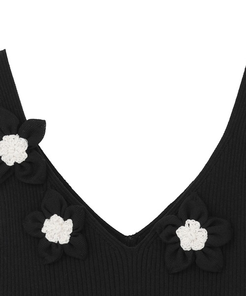 CLANE(クラネ)の「【CLANE/クラネ】FLOWER MOTIF CAMI KNIT TOPS/フラワーモチーフキャミトップス(ニット/セーター・レディース・ブラウン/ブラック/イエロー・1)」の10枚目の写真