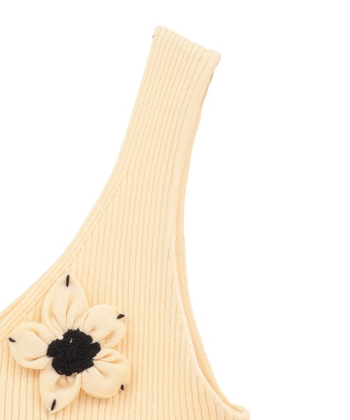 CLANE(クラネ)の「【CLANE/クラネ】FLOWER MOTIF CAMI KNIT TOPS/フラワーモチーフキャミトップス(ニット/セーター・レディース・ブラウン/ブラック/イエロー・1)」の17枚目の写真