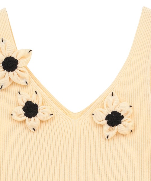 CLANE(クラネ)の「【CLANE/クラネ】FLOWER MOTIF CAMI KNIT TOPS/フラワーモチーフキャミトップス(ニット/セーター・レディース・ブラウン/ブラック/イエロー・1)」の16枚目の写真