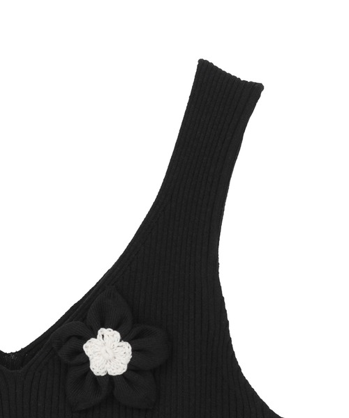 CLANE(クラネ)の「【CLANE/クラネ】FLOWER MOTIF CAMI KNIT TOPS/フラワーモチーフキャミトップス(ニット/セーター・レディース・ブラウン/ブラック/イエロー・1)」の11枚目の写真