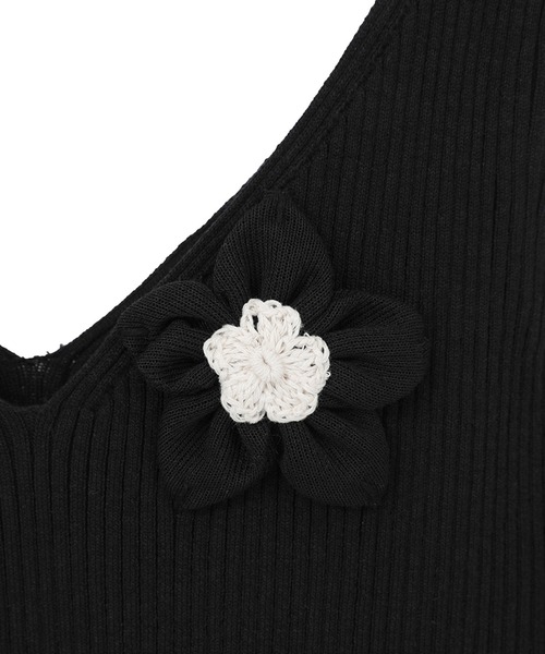 CLANE(クラネ)の「【CLANE/クラネ】FLOWER MOTIF CAMI KNIT TOPS/フラワーモチーフキャミトップス(ニット/セーター・レディース・ブラウン/ブラック/イエロー・1)」の12枚目の写真