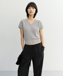 SUMMER LINEN V-NECK KNIT_UDSW6B233_MELANGE GREY