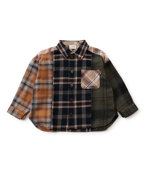F.O.KIDS(エフオーキッズ)の「リメイク風チェック長袖シャツ(シャツ/ブラウス・キッズ・チャコール/レインボー・80/150/120/140/100/130/110/90)」の2枚目の写真