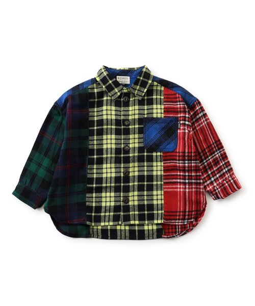 F.O.KIDS(エフオーキッズ)の「リメイク風チェック長袖シャツ(シャツ/ブラウス・キッズ・チャコール/レインボー・80/150/120/140/100/130/110/90)」の9枚目の写真