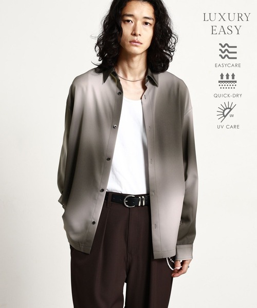 RAGEBLUE(レイジブルー)の「【LUXURY+EASY】<イージーケア>NUANCE PATTERN OVER SIZE SHIRTS/ラグイージーニュアンス柄オーバーサイズシャツ(シャツ/ブラウス・メンズ・ブラウン/ブラック/グレー・MEDIUM/LARGE)」の1枚目の写真