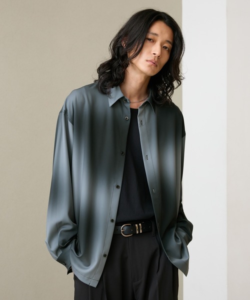 RAGEBLUE(レイジブルー)の「【LUXURY+EASY】<イージーケア>NUANCE PATTERN OVER SIZE SHIRTS/ラグイージーニュアンス柄オーバーサイズシャツ(シャツ/ブラウス・メンズ・ブラウン/ブラック/グレー・MEDIUM/LARGE)」の9枚目の写真