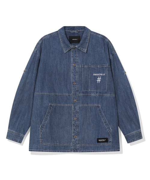 BEENTRILL（ビントリル）の「オーバーサイズライトデニムワークシャケット（ライトブルー）（その他トップス・レディース・その他・SMALL/MEDIUM/LARGE/X-LARGE）」の2枚目の写真