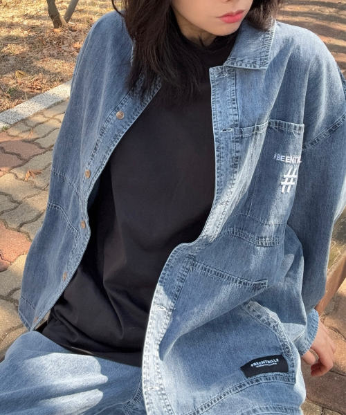 BEENTRILL（ビントリル）の「オーバーサイズライトデニムワークシャケット（ライトブルー）（その他トップス・レディース・その他・SMALL/MEDIUM/LARGE/X-LARGE）」の6枚目の写真