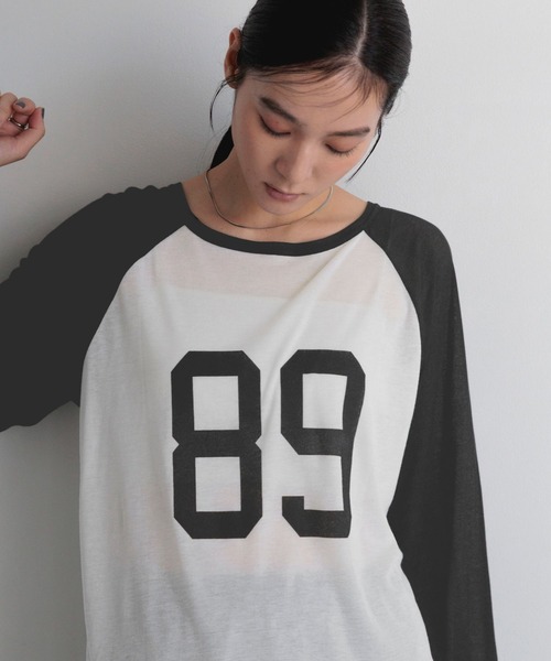 LOWRYS FARM(ローリーズファーム)の「【前後着用可能】シアーナンバリングTLS 1063338(Tシャツ/カットソー・レディース・ライトブルー/オフホワイト・FREE)」の6枚目の写真