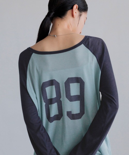 LOWRYS FARM(ローリーズファーム)の「【前後着用可能】シアーナンバリングTLS 1063338(Tシャツ/カットソー・レディース・ライトブルー/オフホワイト・FREE)」の13枚目の写真