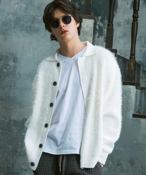 1PIU1UGUALE3 RELAX грейдер шузон фезер ярн кардиган (GRADESHON FEATHER YARN CARDIGAN)