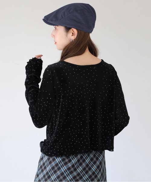 tiptop(ティップトップ)の「チュールベロアラインストーンカーディガン(カーディガン/ボレロ・レディース・オフホワイト/ブラック/ブラウン・FREE)」の14枚目の写真