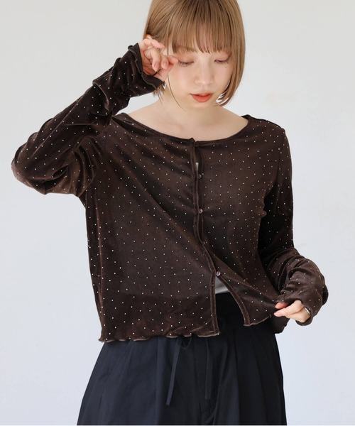 tiptop(ティップトップ)の「チュールベロアラインストーンカーディガン(カーディガン/ボレロ・レディース・オフホワイト/ブラック/ブラウン・FREE)」の21枚目の写真