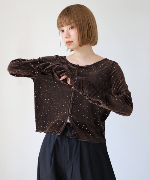 tiptop(ティップトップ)の「チュールベロアラインストーンカーディガン(カーディガン/ボレロ・レディース・オフホワイト/ブラック/ブラウン・FREE)」の22枚目の写真