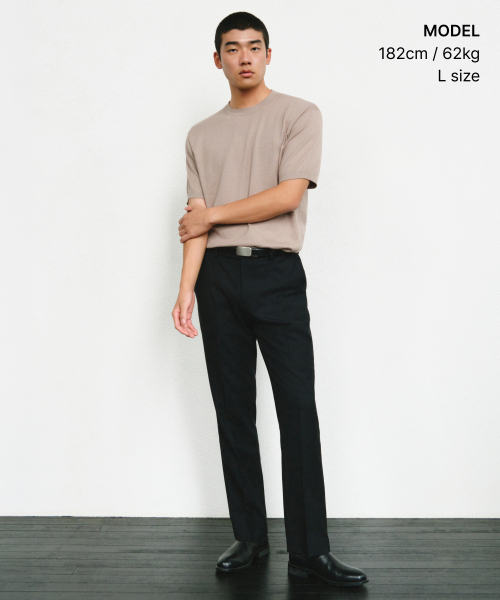 MUSINSA STANDARD（ムシンサスタンダード）の「[プラス] シルク&カシミヤブレンド 半袖ニット [アッシュベージュ]（ニット/セーター・メンズ・その他・SMALL/MEDIUM/LARGE/X-LARGE/2XL）」の5枚目の写真