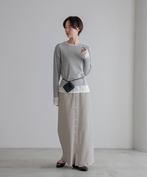 LOWRYS FARM（ローリーズファーム）の「レイヤードクルーＬＳ 1074089（Tシャツ/カットソー・レディース・イエロー/ブラック/ホワイト/グレー・FREE）」の6枚目の写真