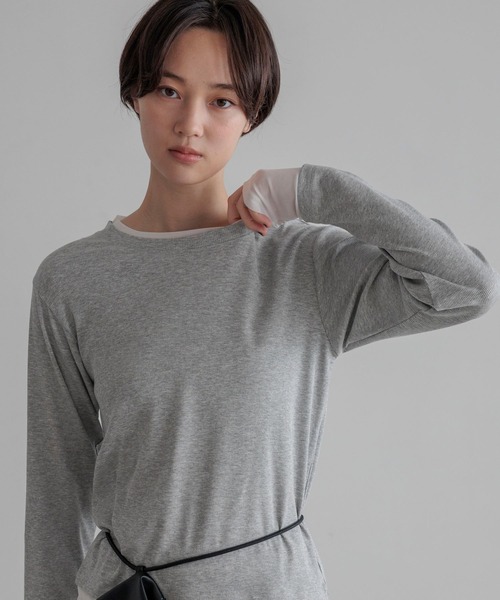 LOWRYS FARM（ローリーズファーム）の「レイヤードクルーＬＳ 1074089（Tシャツ/カットソー・レディース・イエロー/ブラック/ホワイト/グレー・FREE）」の8枚目の写真