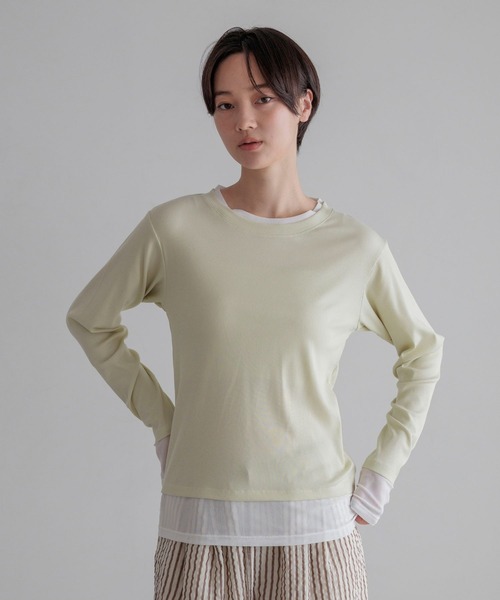 LOWRYS FARM（ローリーズファーム）の「レイヤードクルーＬＳ 1074089（Tシャツ/カットソー・レディース・イエロー/ブラック/ホワイト/グレー・FREE）」の11枚目の写真