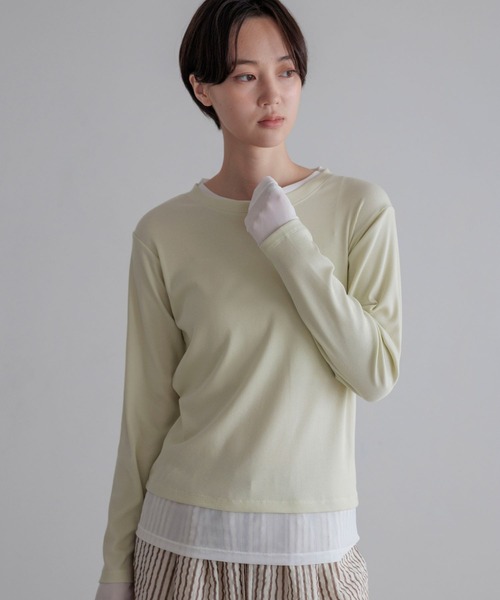 LOWRYS FARM（ローリーズファーム）の「レイヤードクルーＬＳ 1074089（Tシャツ/カットソー・レディース・イエロー/ブラック/ホワイト/グレー・FREE）」の12枚目の写真