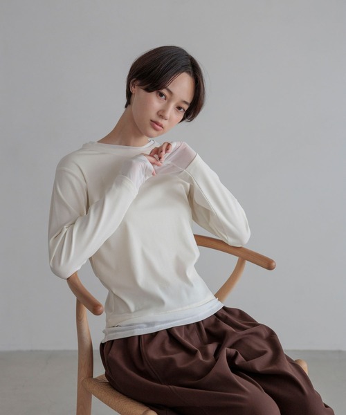 LOWRYS FARM（ローリーズファーム）の「レイヤードクルーＬＳ 1074089（Tシャツ/カットソー・レディース・イエロー/ブラック/ホワイト/グレー・FREE）」の14枚目の写真