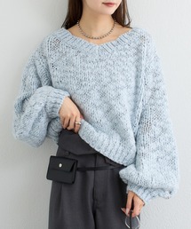 【WEB限定RED/BLU/6色展開】《全骨格対応/お気に入り急上昇アイテム》スラブVニット