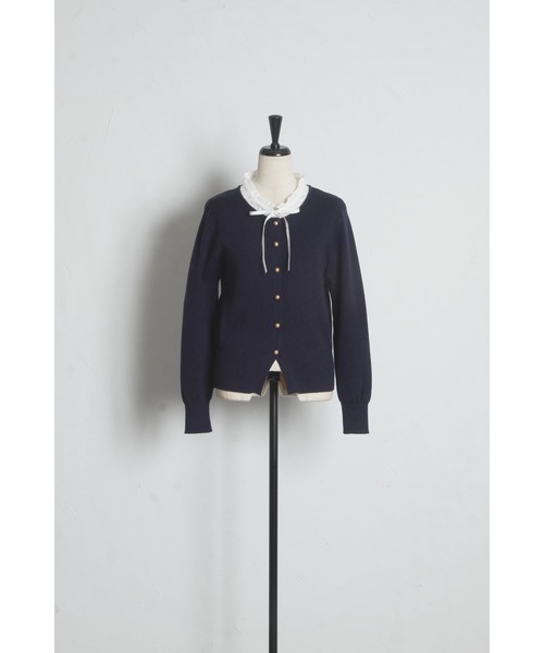 tocco closet(トッコ クローゼット)の「【ZOZO限定】レイヤード風ネックフリル×リボンニットトップス(ニット/セーター・レディース・ネイビー/ブラック/アイボリー/グレー・M)」の21枚目の写真