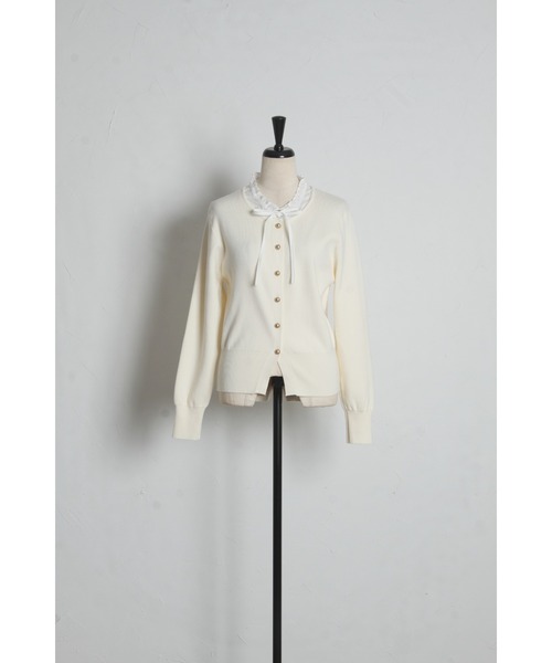 tocco closet(トッコ クローゼット)の「【ZOZO限定】レイヤード風ネックフリル×リボンニットトップス(ニット/セーター・レディース・ネイビー/ブラック/アイボリー/グレー・M)」の22枚目の写真