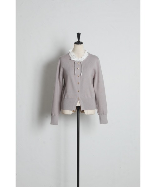 tocco closet(トッコ クローゼット)の「【ZOZO限定】レイヤード風ネックフリル×リボンニットトップス(ニット/セーター・レディース・ネイビー/ブラック/アイボリー/グレー・M)」の12枚目の写真